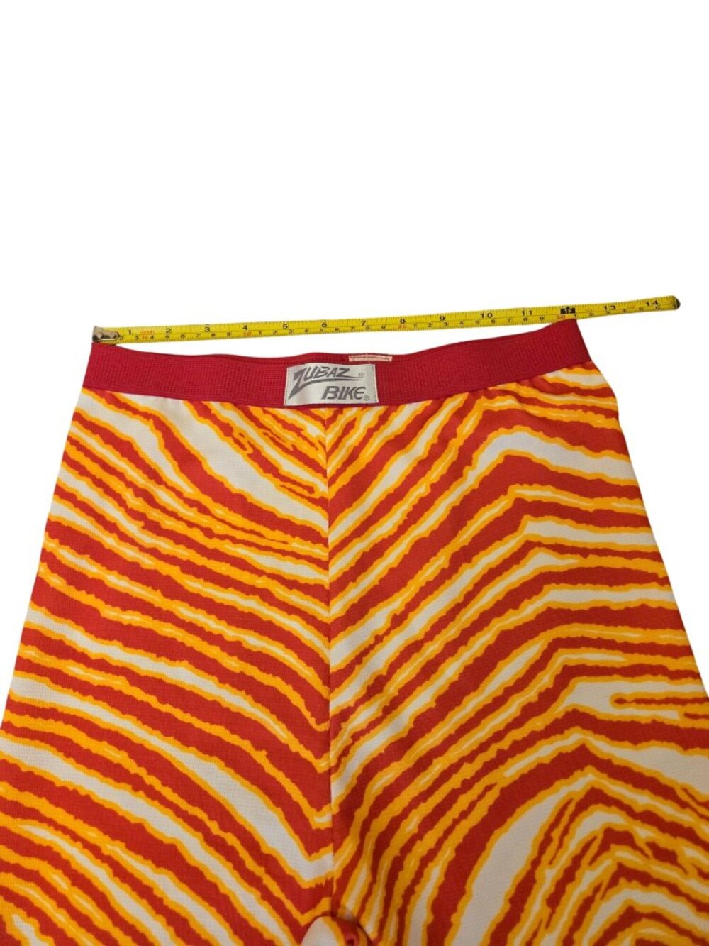 Vintage Zubaz Bike Athletic Shorts Medium Red Gold Striped San Francisco 49ers - Picture 6 of 9